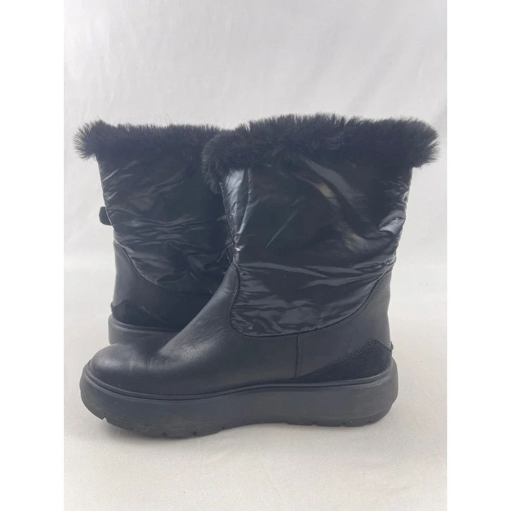 Geox Kaula B ABX Amphibiox Respira Womens Black Leather Faux Fur Winter‎ Boots 8